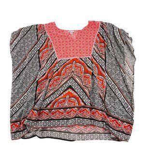 Cato Women's Plus Size 18/20W Boho Tunic Top Orange & Black Flowy Kaftan